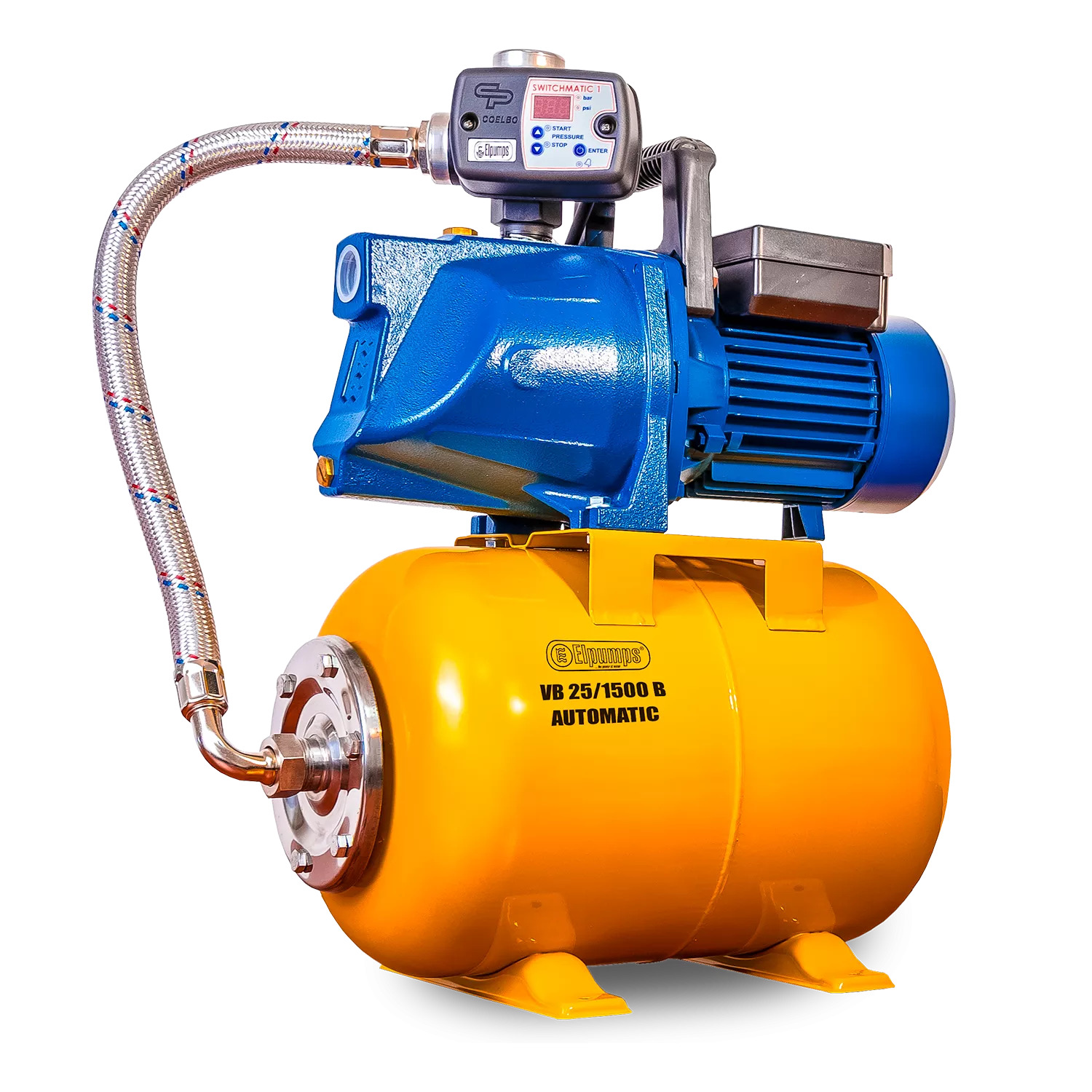 VB 25/1500 B Automatic Installation d'eau domestique, avec roue INOX, 1500 W, 6.300 l/h, 4,8 bar, 25 L